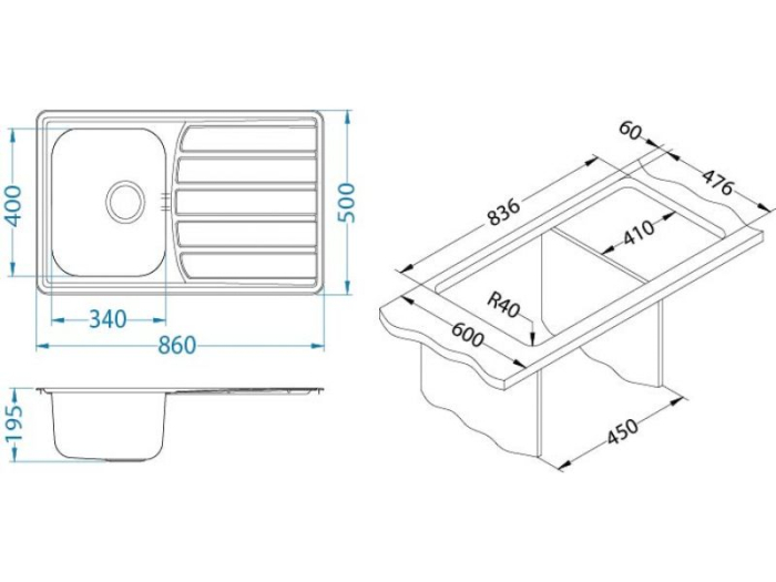 Chiuveta inox Zoom 30 Maxim satin [7]