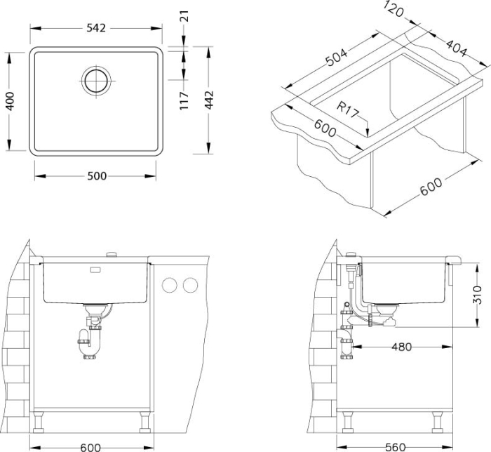 Chiuveta Monarch Kombino 50 bronz(montaj sub blat) [2]