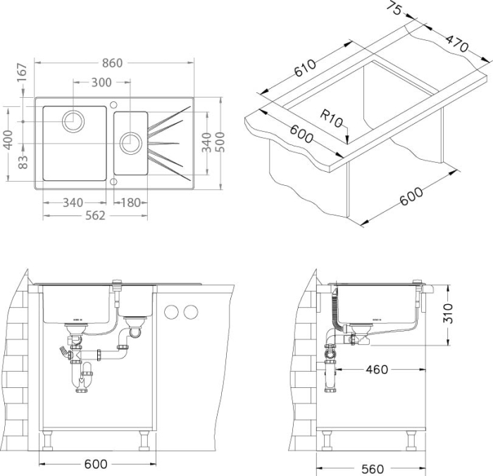 Karat glass sink 20 black right [3]