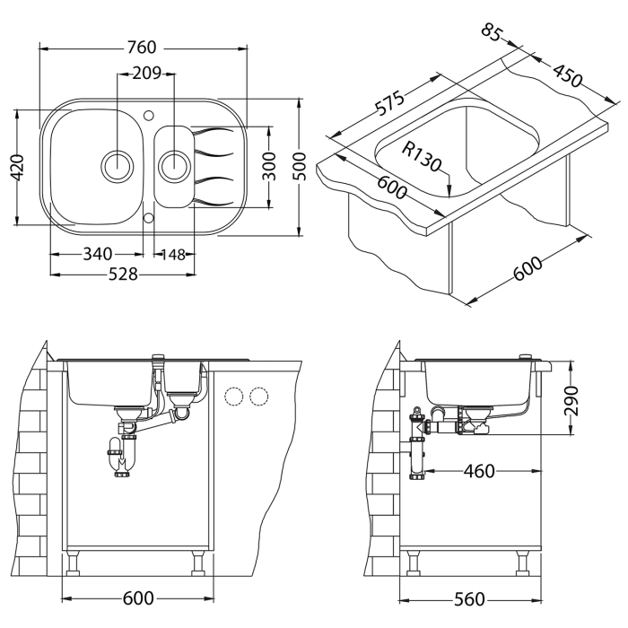 Chiuveta sticla Wave 30 negru [3]