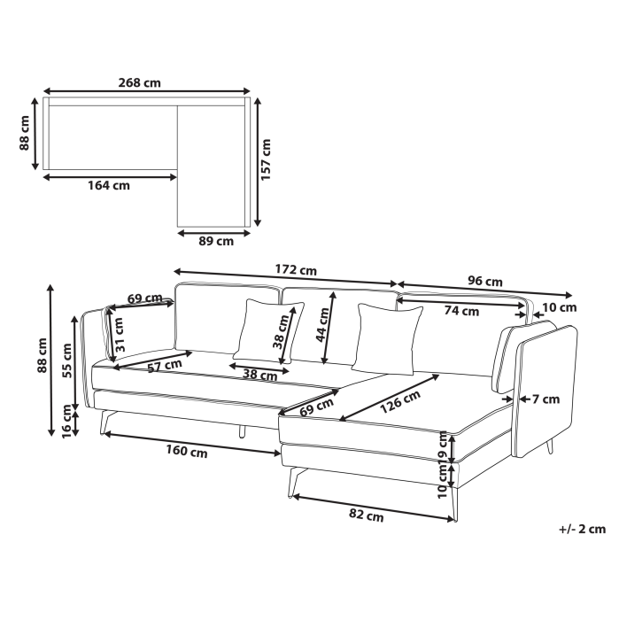3-Seater Corner Sofa ALTAN Beige Velvet Left [3]