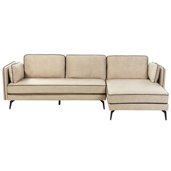 3-Seater Corner Sofa ALTAN Beige Velvet Left [4]