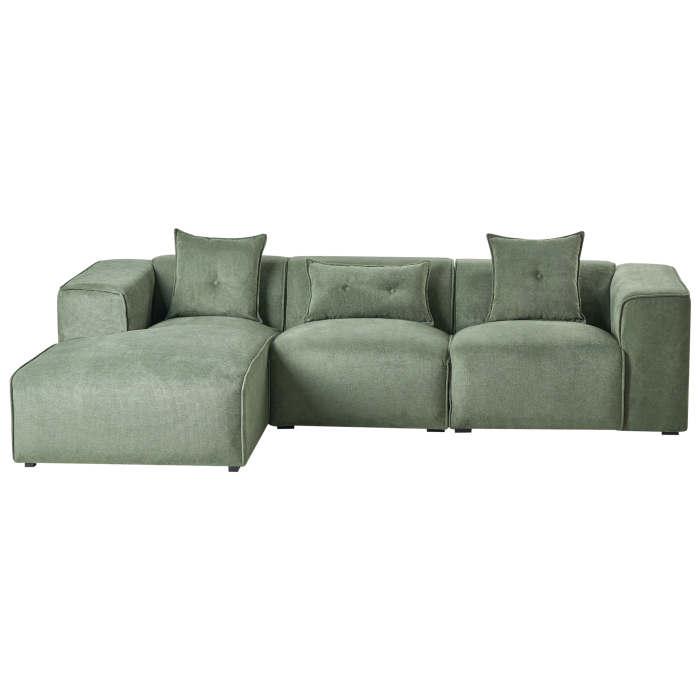 3-Seater Corner Sofa DOLVA Chenille Dark Green Right [2]