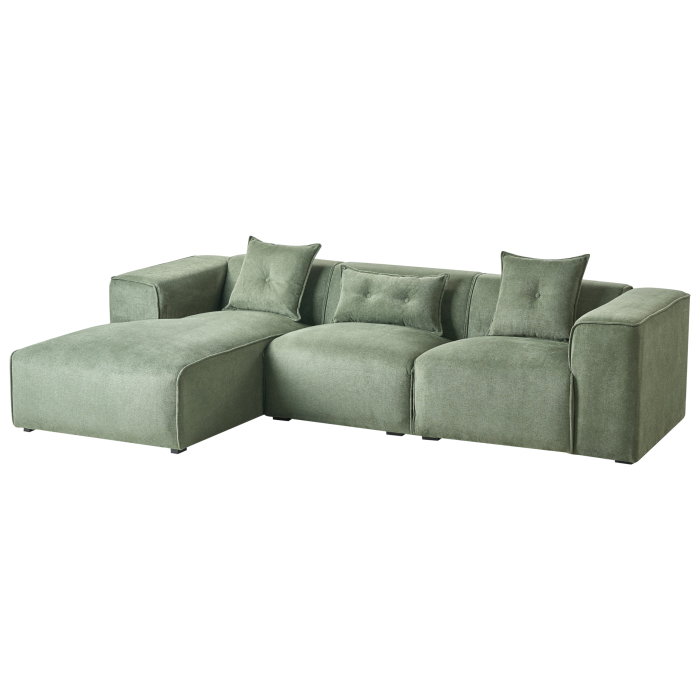 3-Seater Corner Sofa DOLVA Chenille Dark Green Right [4]