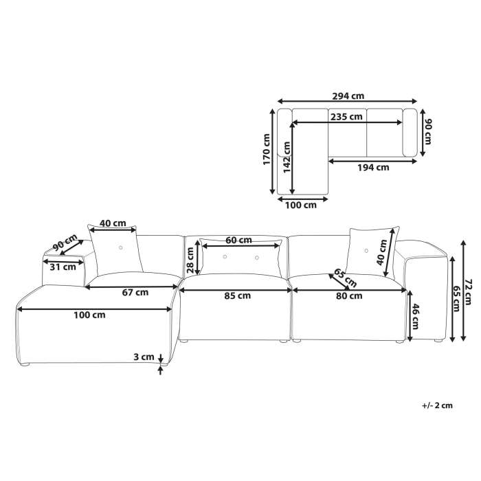 3-seater corner sofa DOLVA Off-white Velour Right [3]