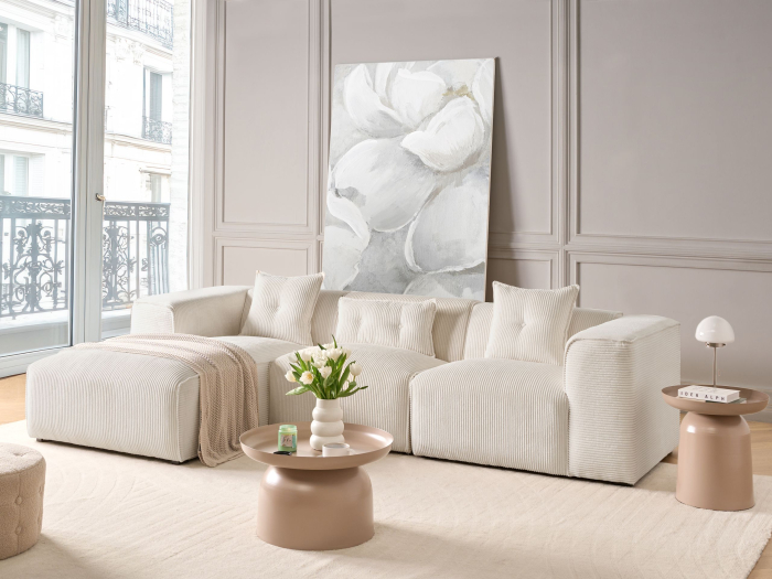 3-seater corner sofa DOLVA Off-white Velour Right [1]