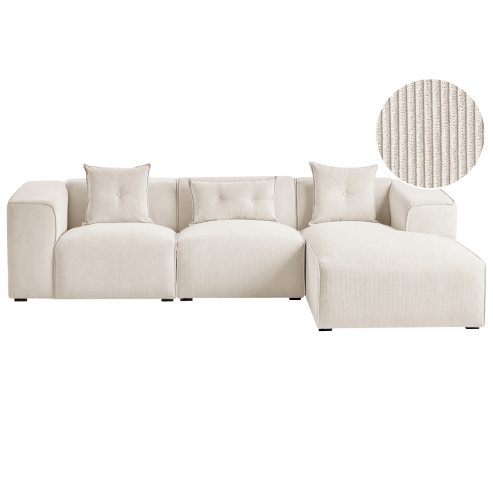 3-seater corner sofa DOLVA Off-white velvet Left [2]