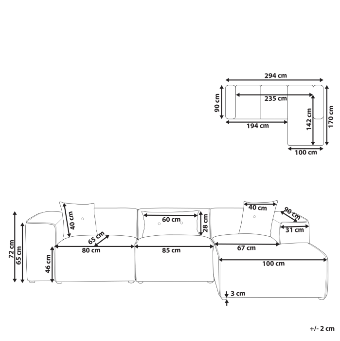 3-seater corner sofa DOLVA Off-white velvet Left [3]