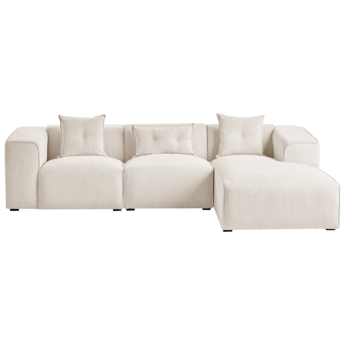 3-seater corner sofa DOLVA Off-white velvet Left [4]