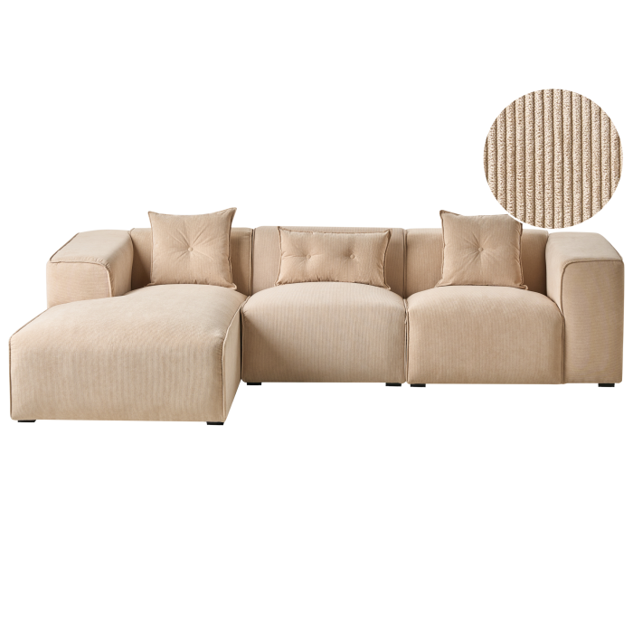 DOLVA 3-seater corner sofa Beige velvet Right [2]