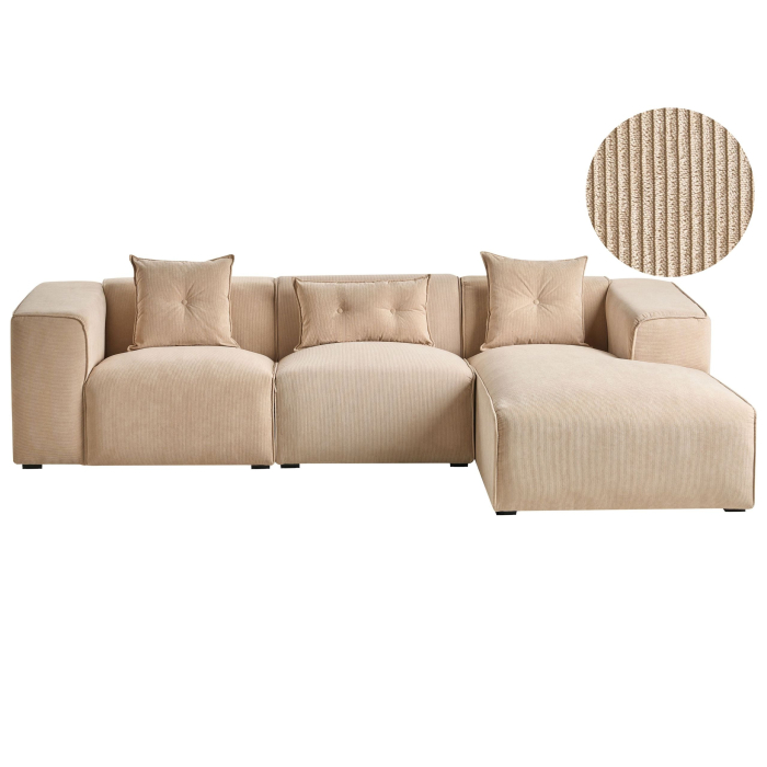 3-seater corner sofa DOLVA Velvet Beige Left [2]