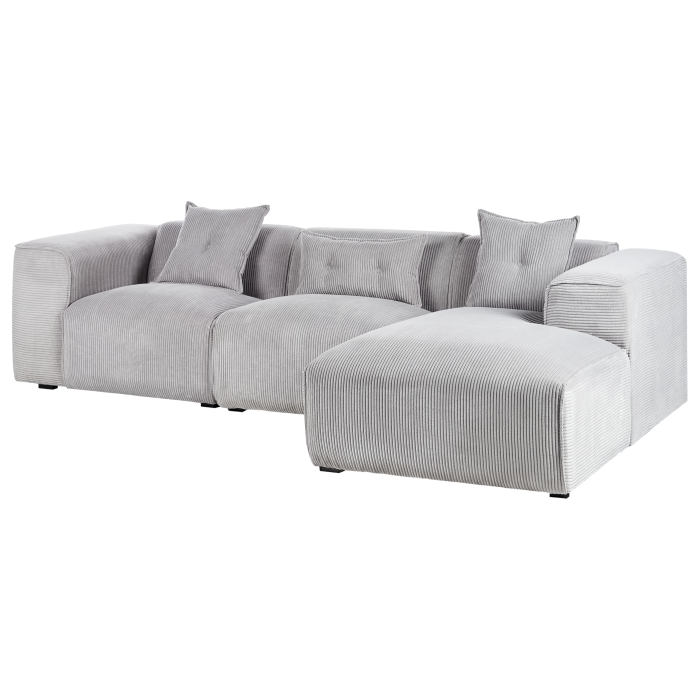 DOLVA 3-seater corner sofa Velour Light Grey Left [5]