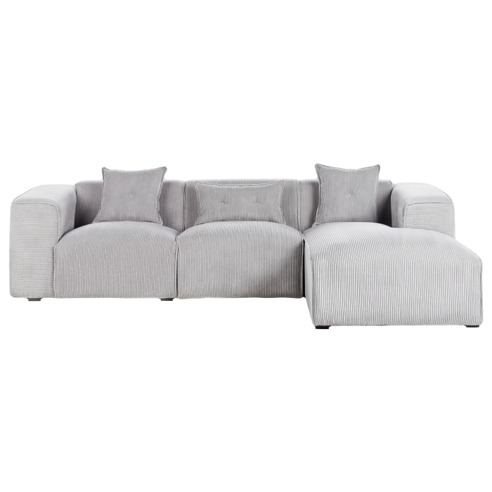 DOLVA 3-seater corner sofa Velour Light Grey Left [4]