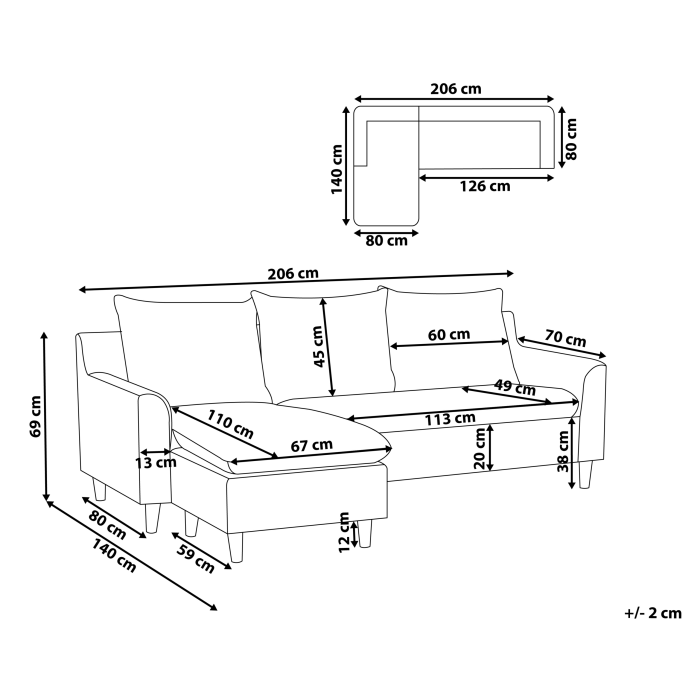 3-seater corner sofa ELVENES Light Grey Right [3]