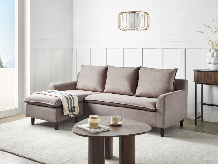 ELVENES 3-seater corner sofa Taupe Right [1]