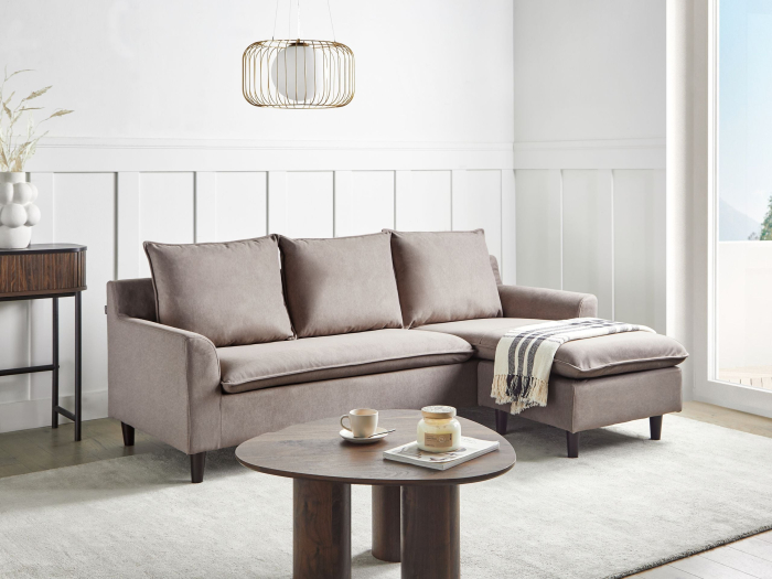 Colțar cu 3 locuri ELVENES  Taupe Stânga [1]