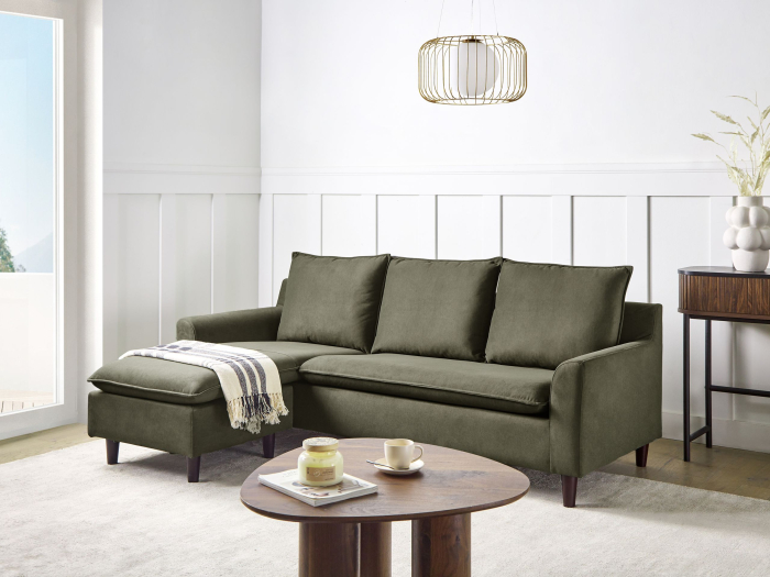 Colțar cu 3 locuri ELVENES  Verde închis Dreapta [1]