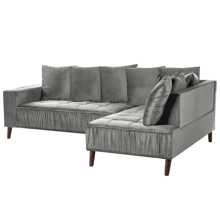 Colțar cu 3 locuri GRENA Catifea Gri deschis Stânga [4]