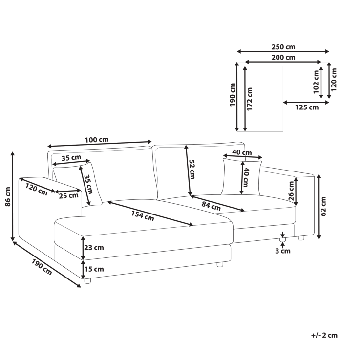 Colțar cu 3 locuri LOFOTEN  Gri deschis Dreapta [3]