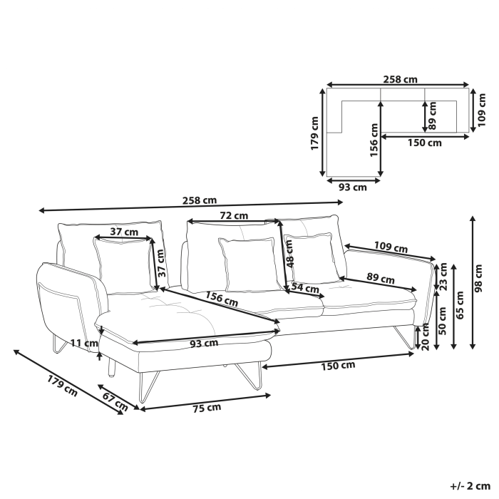 3-seater corner sofa SERSAN Chenille Beige Right [3]