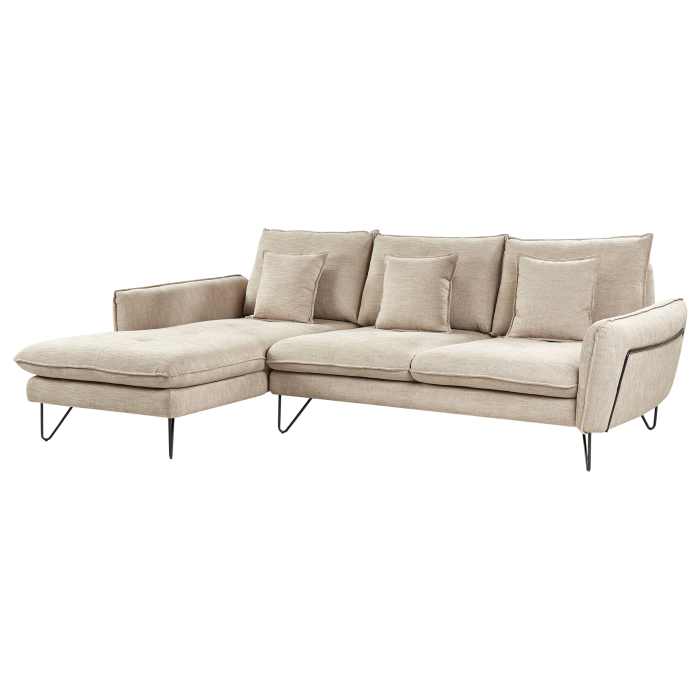 3-seater corner sofa SERSAN Chenille Beige Right [4]