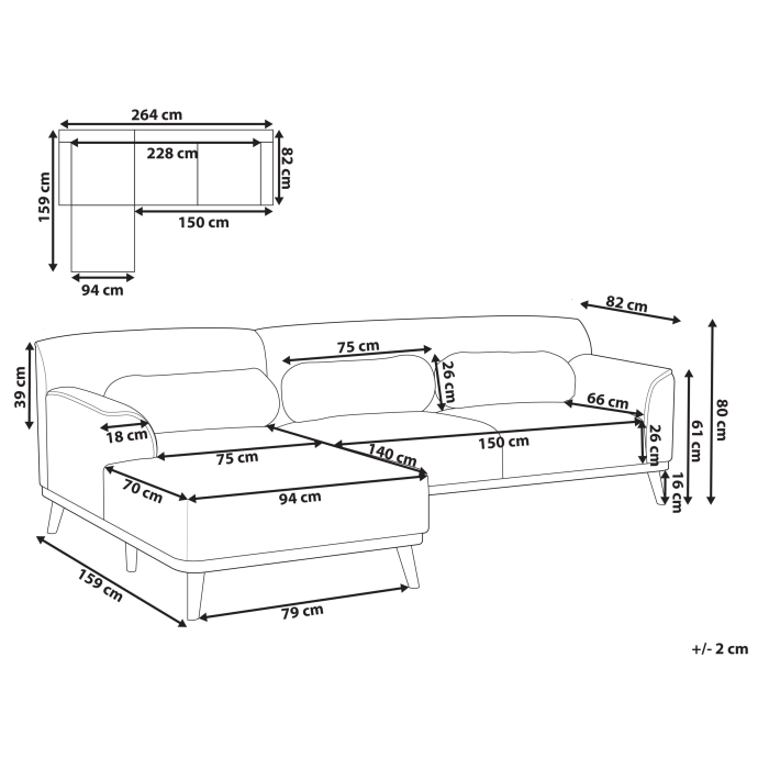 Colțar cu 3 locuri SIMOS  Alb-murdar Dreapta [3]