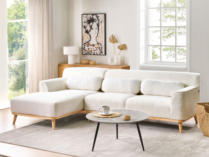 3-seater corner sofa SIMOS Boucle White Right [1]