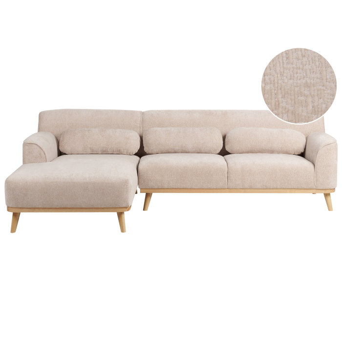SIMOS 3-seater corner sofa Chenille Beige Right [2]