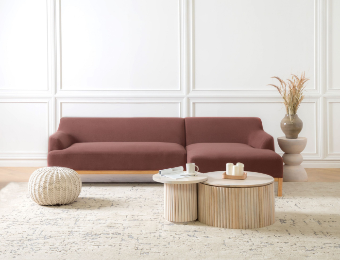 SOSJO 3-seater corner sofa Burgundy Left [1]