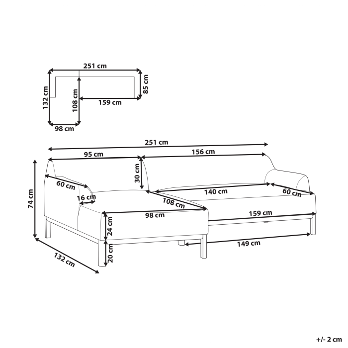 3-seater corner sofa SOSJO Black Right [3]
