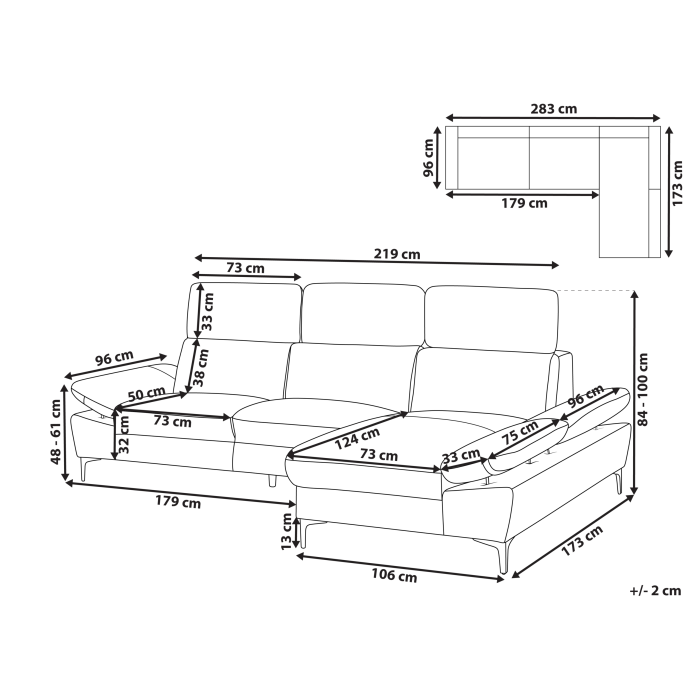 4-seater corner sofa FARILA Natural leather Taupe Adjustable Left [3]