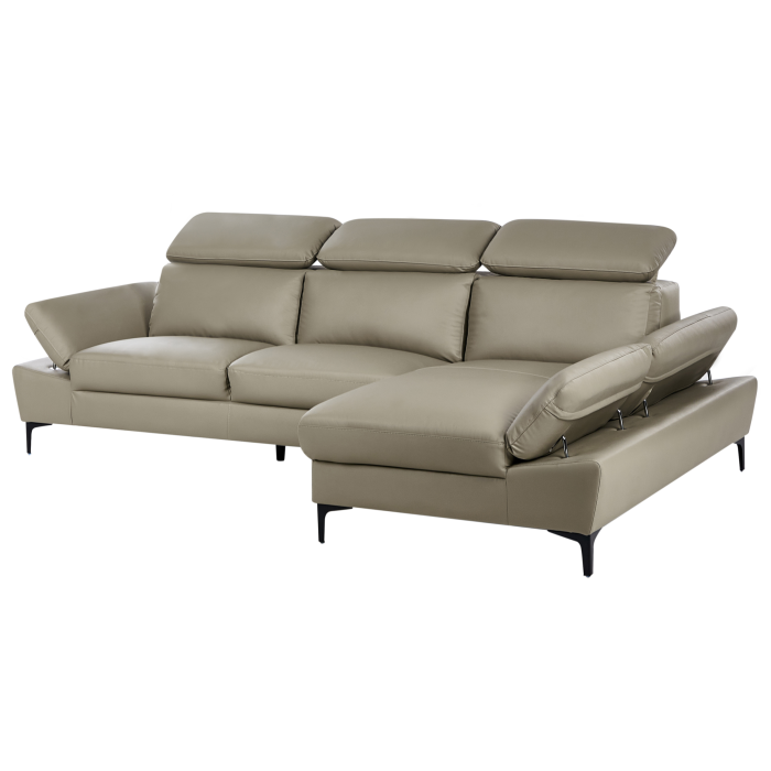 4-seater corner sofa FARILA Natural leather Taupe Adjustable Left [5]