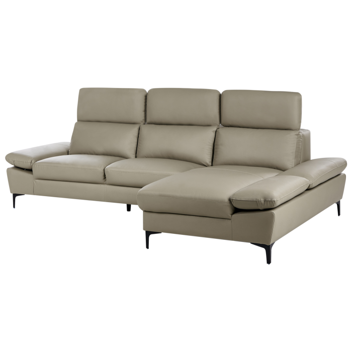 4-seater corner sofa FARILA Natural leather Taupe Adjustable Left [4]