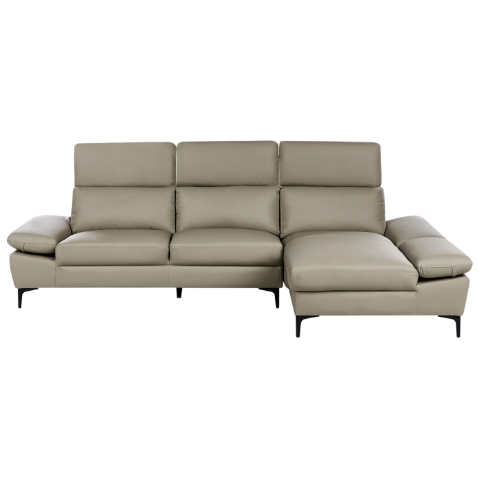 4-seater corner sofa FARILA Natural leather Taupe Adjustable Left [2]