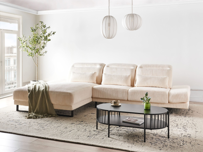 IKAST 4-seater corner sofa Beige Velour Right [1]