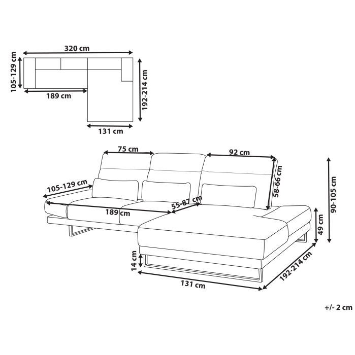 IKAST 4-seater corner sofa Beige velvet Left [3]