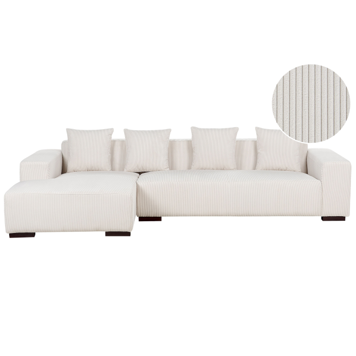 4-seater corner sofa LUNGO Velvet Off-white Right [2]