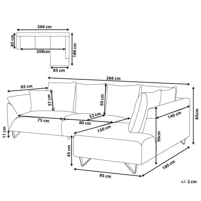 4-seater corner sofa bed LUNNER Dark blue velvet Left [3]