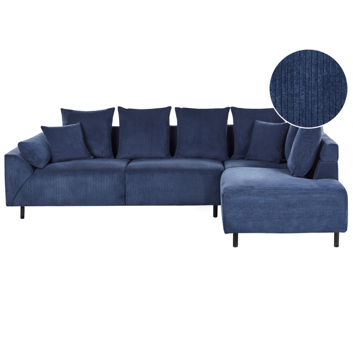 4-seater corner sofa bed LUNNER Dark blue velvet Left [2]
