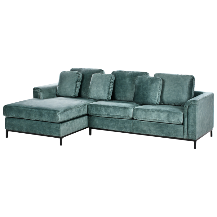 Colțar cu 4 locuri OSLO Catifea Albastru verzui Dreapta [4]