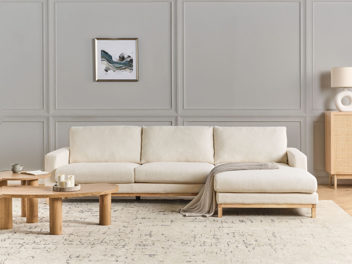 4-seater corner sofa SIGGARD Boucle White Left [1]