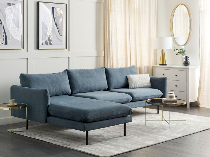 4-seater corner sofa VINTERBRO Chenille Blue Right [1]