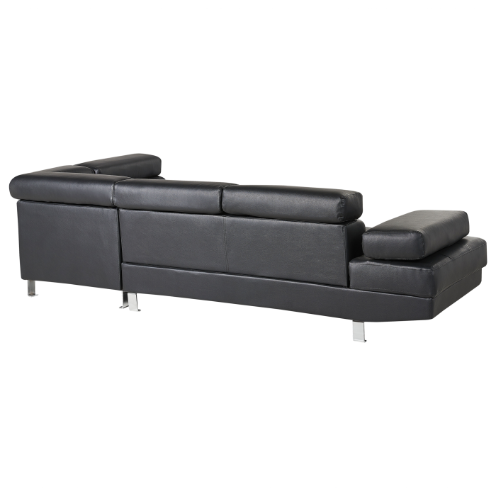 5-seater corner sofa NORREA Black eco-leather Left [5]
