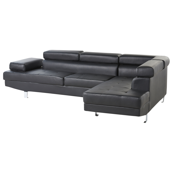 5-seater corner sofa NORREA Black eco-leather Left [4]