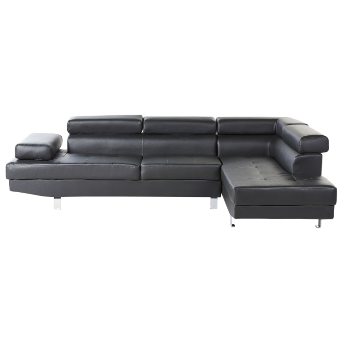 5-seater corner sofa NORREA Black eco-leather Left [2]
