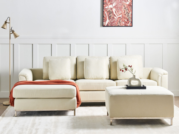 5-Seater Corner Sofa OSLO Beige with Ottoman Right [1]