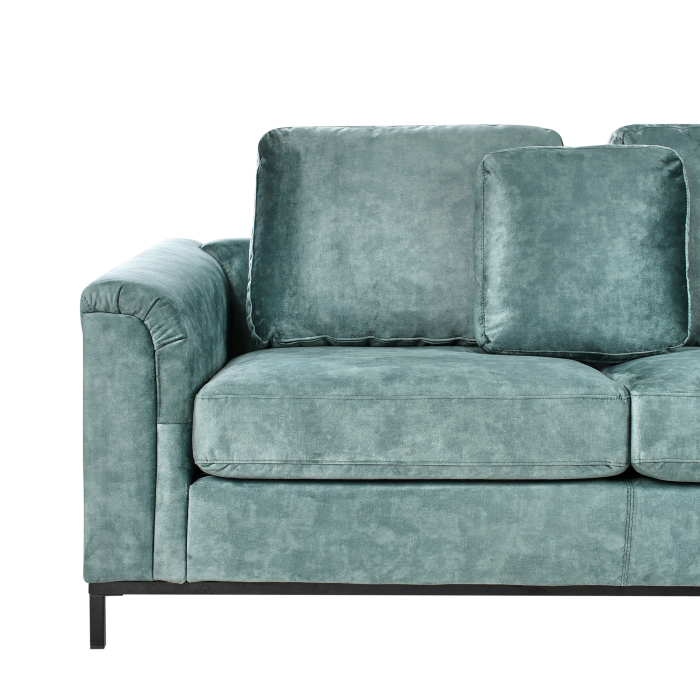 5-seater corner sofa OSLO Velvet Green blue with ottoman Left [9]