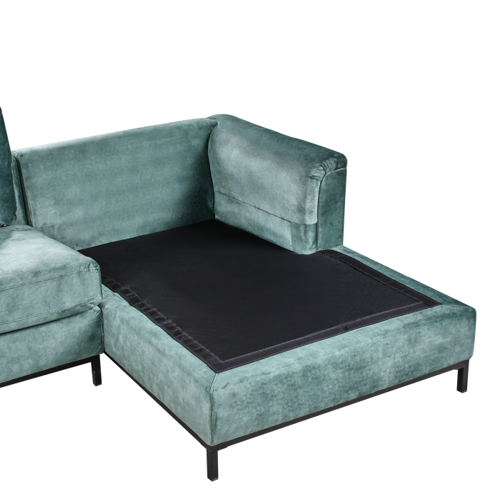 5-seater corner sofa OSLO Velvet Green blue with ottoman Left [11]