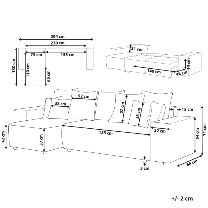 LUSPA 3-seater corner sofa Light grey with storage Right [3]