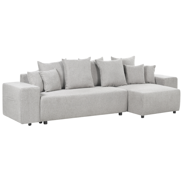 Colțar extensibil cu 3 locuri LUSPA  Gri deschis cu depozitare Stânga [4]